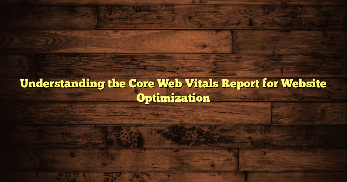 Understanding the Core Web Vitals Report for Website Optimization