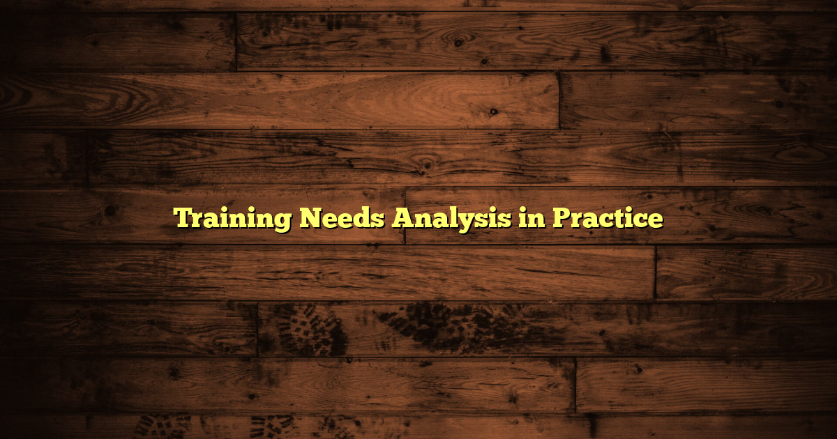 Training Needs Analysis in Practice